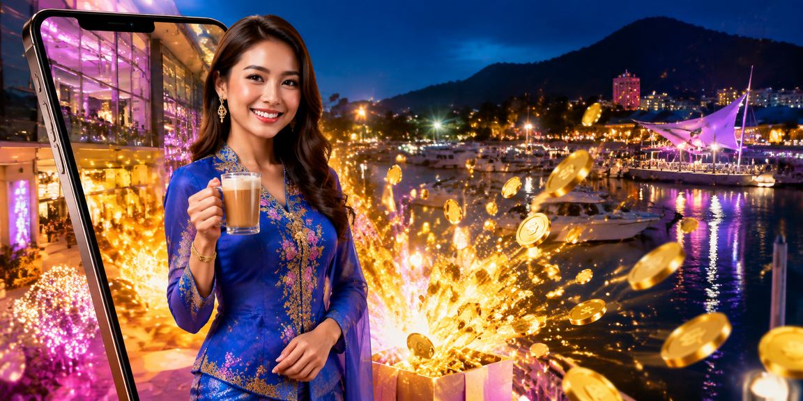 Pengguna ww1 di Langkawi mengakses kasino mudah alih dengan pakaian baju kurung tradisional Malaysia